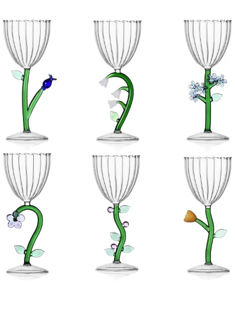 Ichendorf Milano floral-appliqué wine goblet (set of 6) Green 0935400SET