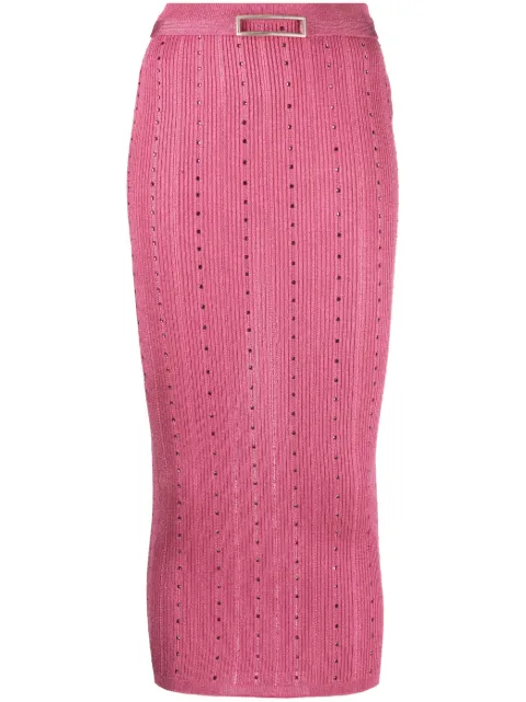 Alessandra Rich embellished knitted midi skirt Pink FAB3387K3966