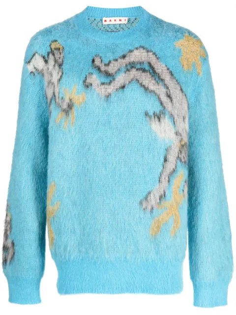 Marni angel-motif knitted jumper Blue GCMG0296Q0UFU157
