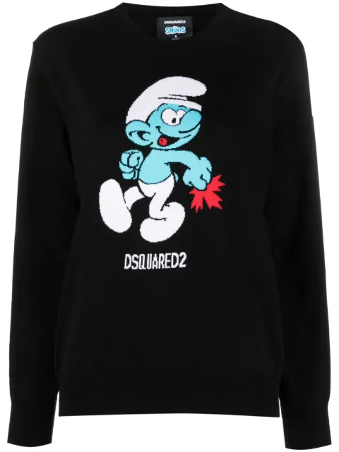 DSQUARED2 intarsia-knit organic cotton jumper Black S78HA0041S18244