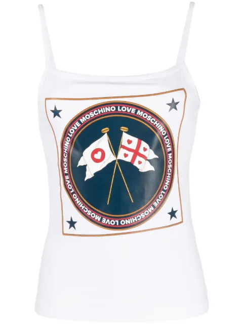 Love Moschino graphic logo-print top White W4H8901E1951