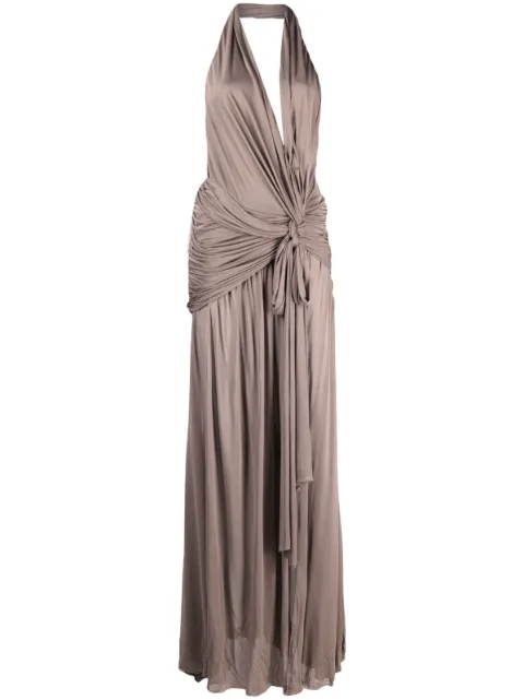 Blumarine halterneck backless gown Neutrals 4A003A