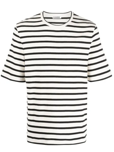JIL SANDER+ stripe-print short-sleeved T-shirt Neutrals J47GC0109J46497
