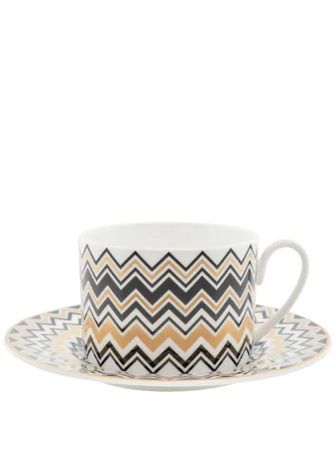 Missoni Home zigzag-print tea cup and saucer (set of six) Gold MHPZZG14S6
