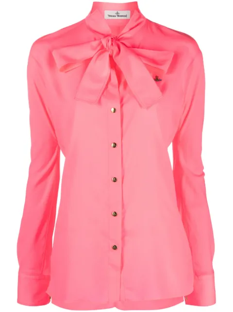 Vivienne Westwood logo-embroidered tie-fastening shirt Pink 15010059W00F6PI