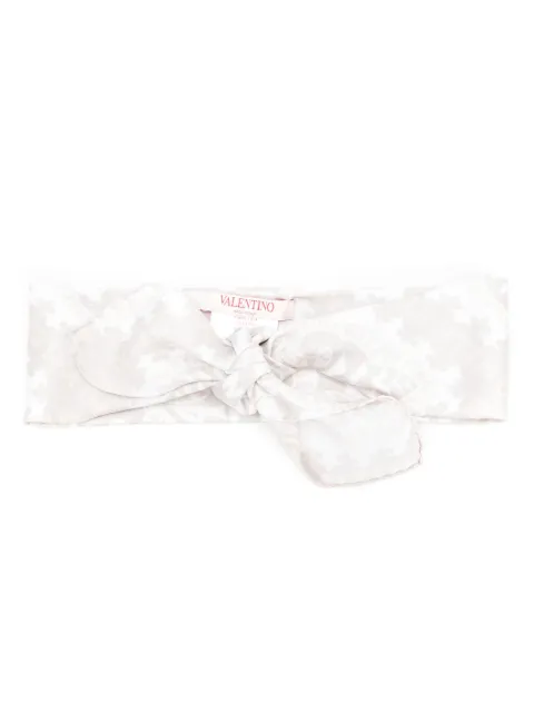 Valentino Garavani logo-embroidered silk hair band Neutrals WHI006RRN