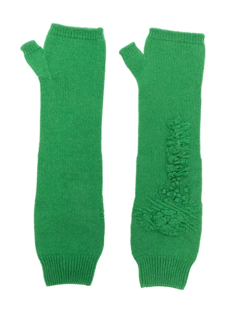 Barrie cashmere fingerless mittens Green C30832