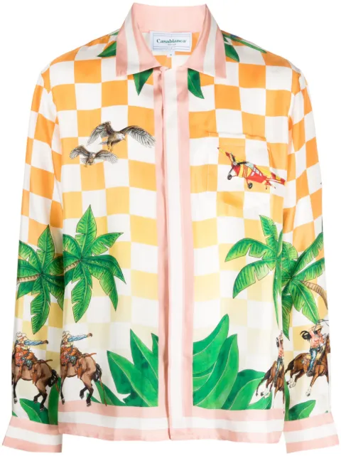 Casablanca Tennis Club silk shirt Orange MS23SH006