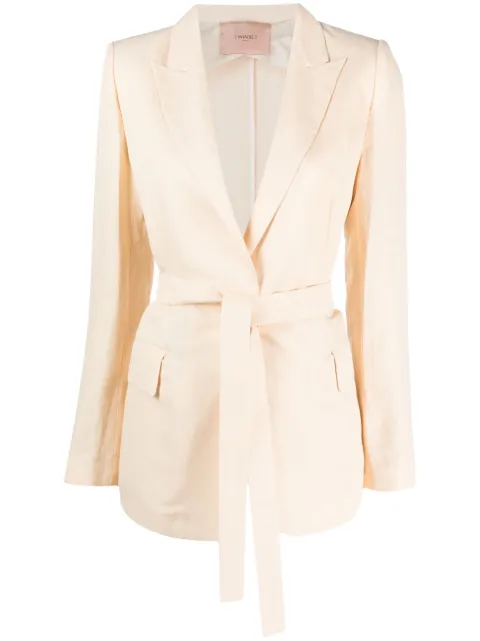 TWINSET single-breasted tied-waist blazer Neutrals 231TT2771