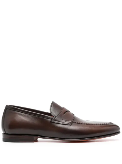 Santoni penny-slot leather loafers Brown MCNC15609SA3BSLFT50