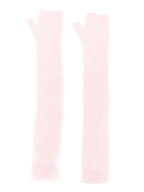 Barrie long knit fingerless gloves Pink C174837