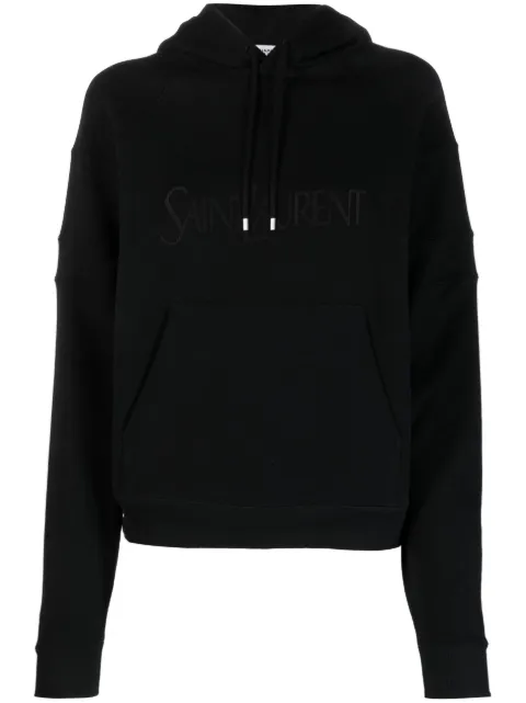 Saint Laurent embroidered-logo cotton hoodie Black 728319Y37CG1000