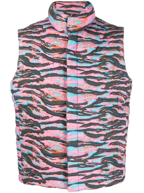 ERL camouflage-print quilted puffer gilet Pink ERL06J007