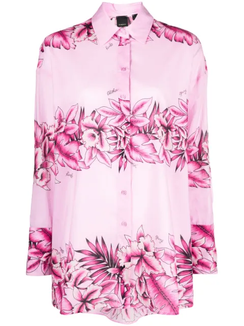 PINKO floral-print cotton shirt Pink 100705A0NNYNL