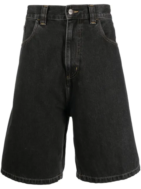 Carhartt WIP logo-patch wide-leg denim shorts Black I031921