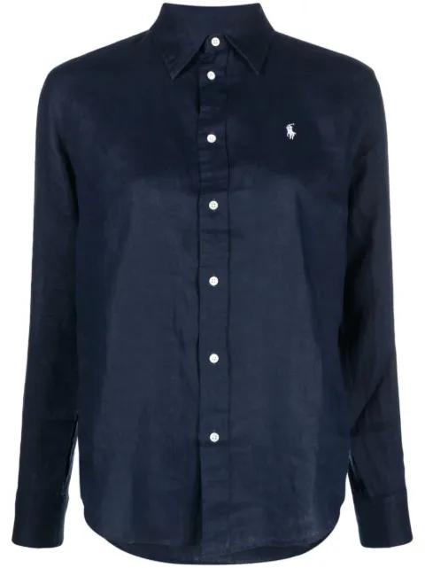 Polo Ralph Lauren logo-embroidered linen shirt Blue 211920516007
