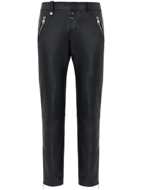 Alexander McQueen leather cropped slim-fit trousers Black 626388Q5LIR