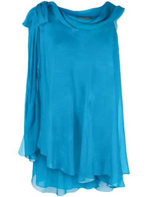Alberta Ferretti semi-sheer asymmetric blouse Blue 02250114A0327