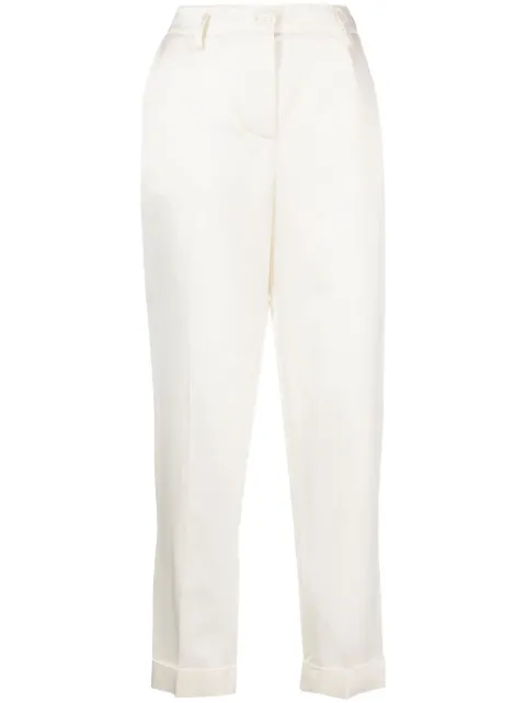 P.A.R.O.S.H. satin-finish mid-rise trousers White D231203