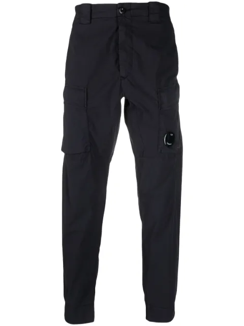 C.P. Company logo-patch tapered trousers Blue 14CMPA248A006439G