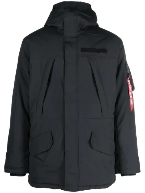 Alpha Industries logo-tag hooded jacket Black 108112