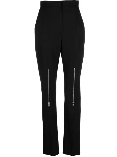 Alexander McQueen zip-embellished wool trousers Black 757361QJAAC