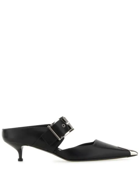 Alexander McQueen Punk Buckle 40mm leather mules Black 757514WIEA1
