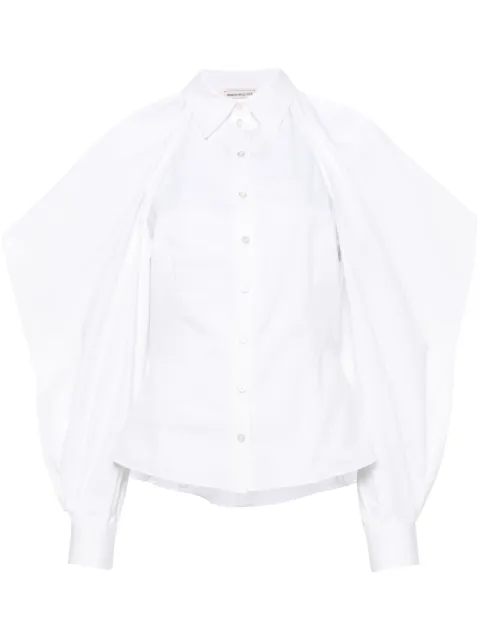 Alexander McQueen slashed drape-sleeve shirt White 757635QAABC