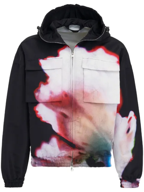 Alexander McQueen Solarised Flower hooded jacket Black 749857QVR59