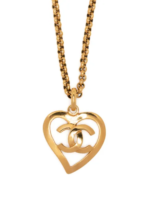 CHANEL Pre-Owned 1995 CC heart-pendant chain necklace Gold NC95P