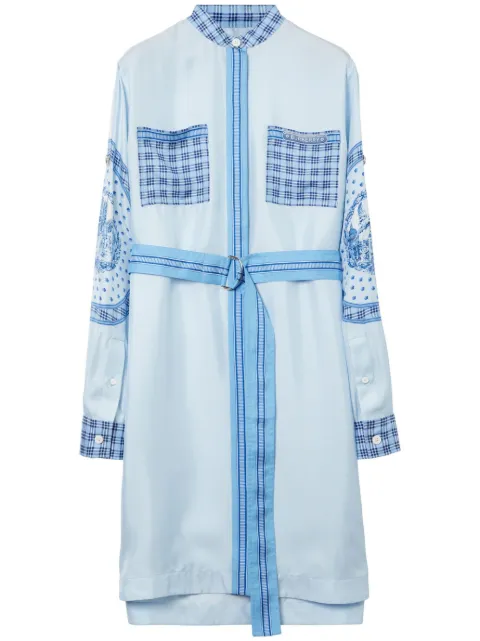 Burberry monument-print belted silk shirt dress Blue 8069648