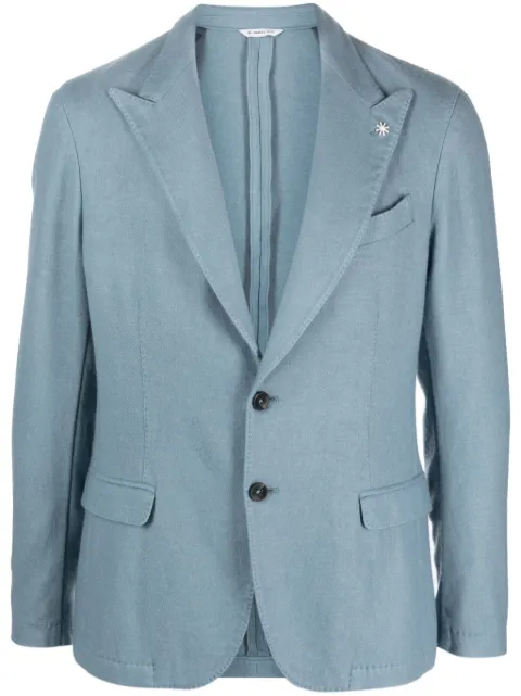 Manuel Ritz logo-appliqué twill single-breasted blazer Blue 3532G2748TW233650