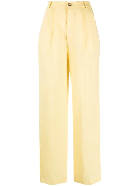 Forte Dei Marmi Couture high-waisted straight-leg linen trousers Yellow 23SF6001