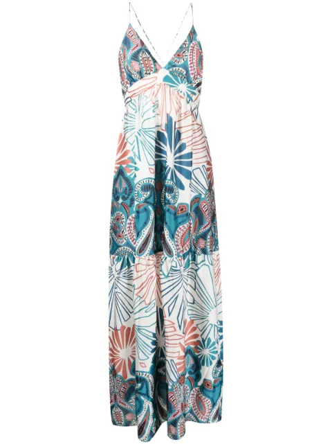 Ba&Sh floral-print tiered-skirt dress Blue 1E23JOYC