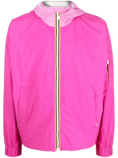 K-Way R&D striped-edge hooded jacket Pink K8122VW