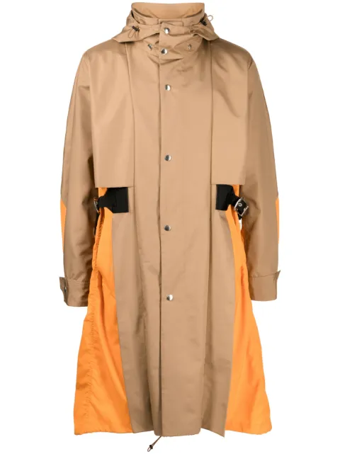 Toga Virilis taffeta detachable-hood midi coat Brown TV31FA311
