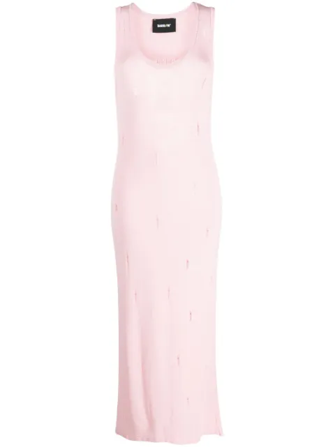 BARROW distressed knitted maxi dress Pink 033978
