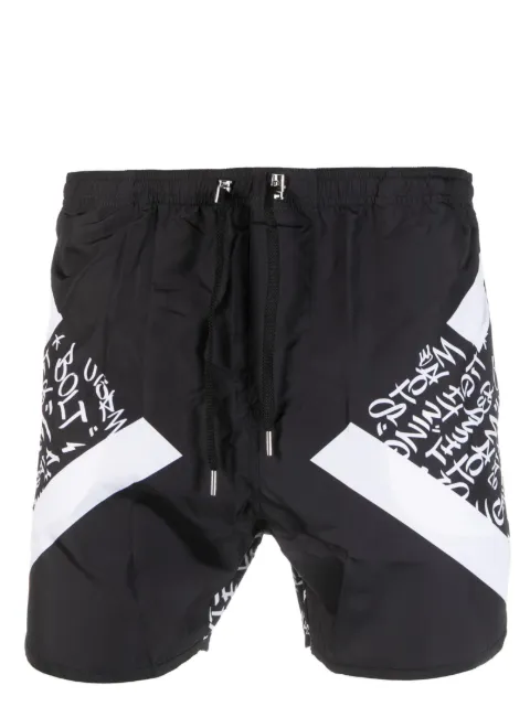 Neil Barrett calligraphy-print drawstring swim shorts Black PBCB122AN020S