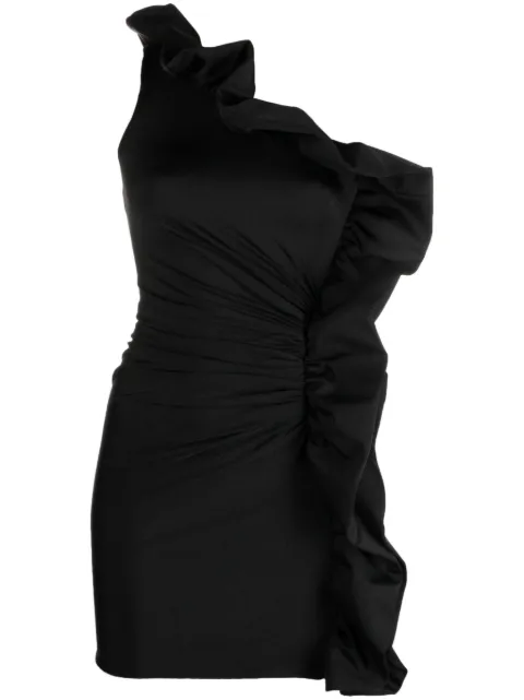 Amen one-shoulder ruffled mini dress Black HMS23420