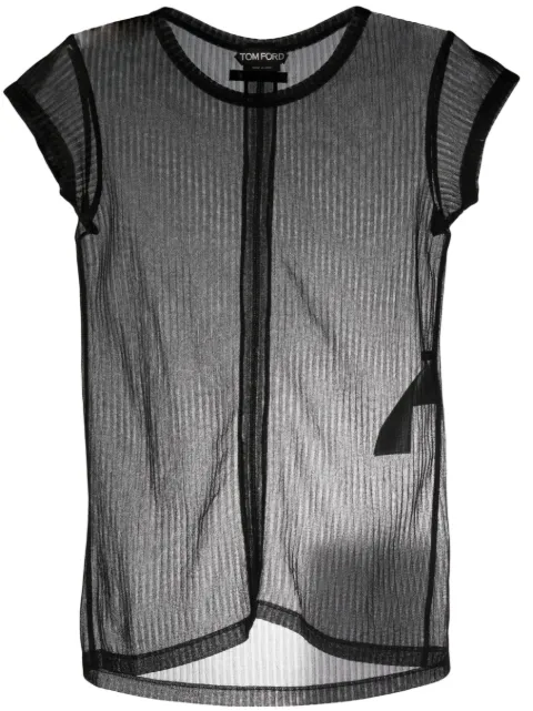 TOM FORD sheer crewneck T-shirt Black TSJ295JEX049