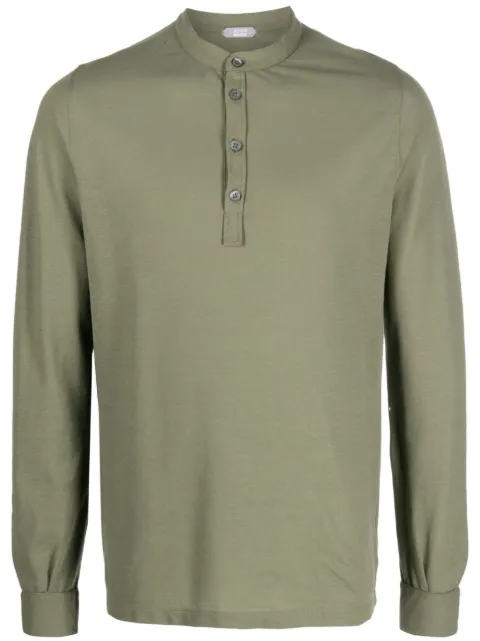 Zanone band-collar polo shirt Green 813044ZG380