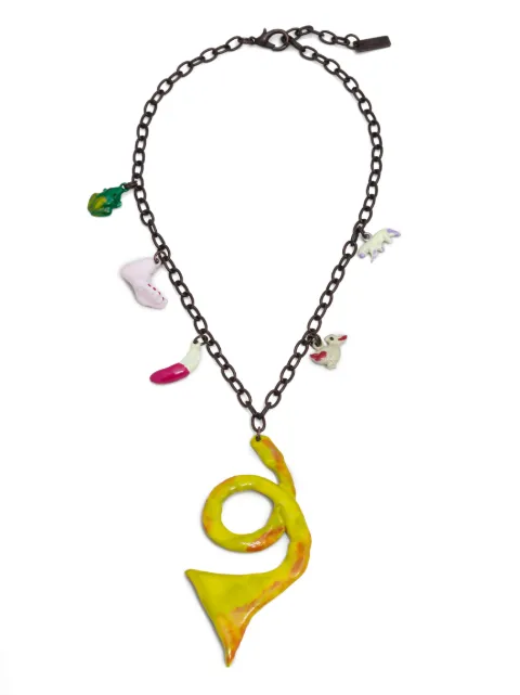 Marni bead-detailing chain-link necklace Silver COZB0093A0M2000