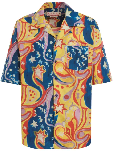 Marni graphic-print short-sleeved shirt Blue CUMU0273S0UTC259