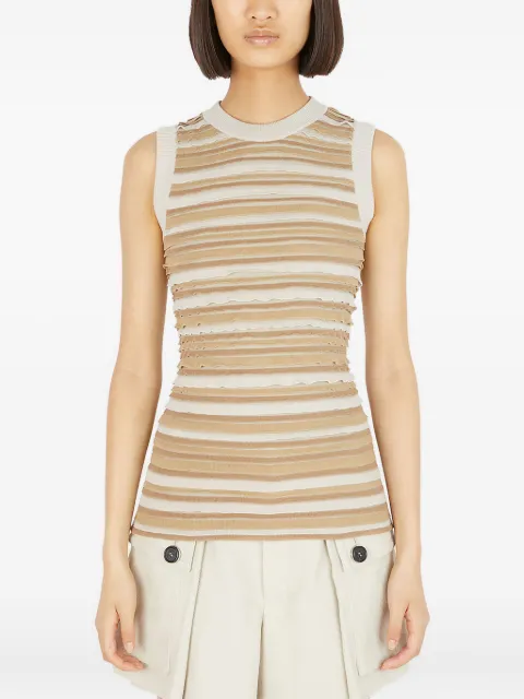 Durazzi Milano striped ruffled tank top Neutrals SK09