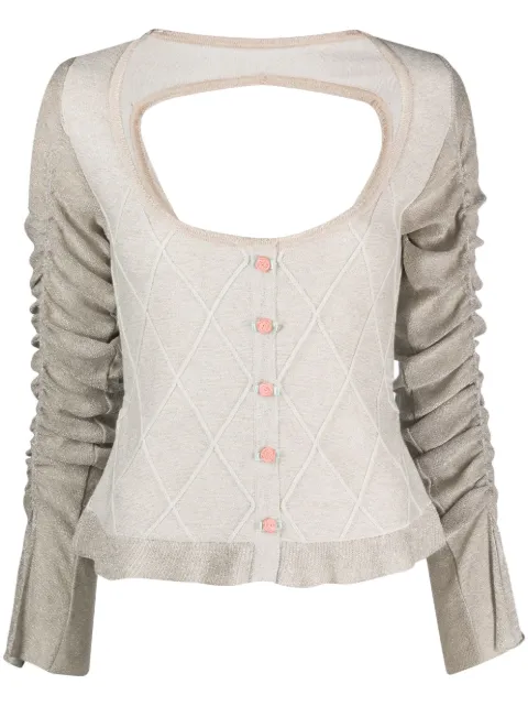 CORMIO Elena draped-sleeve cardigan Neutrals ELENACOTTONFRIZZANTE