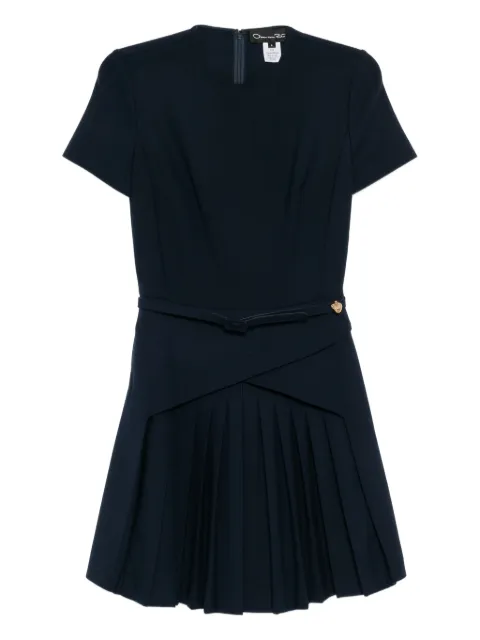 Oscar de la Renta belted pleated dress Blue 23FN218DSW