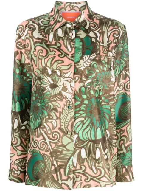 La DoubleJ Boy floral-print silk shirt Green SHI0001SIL001ANE02