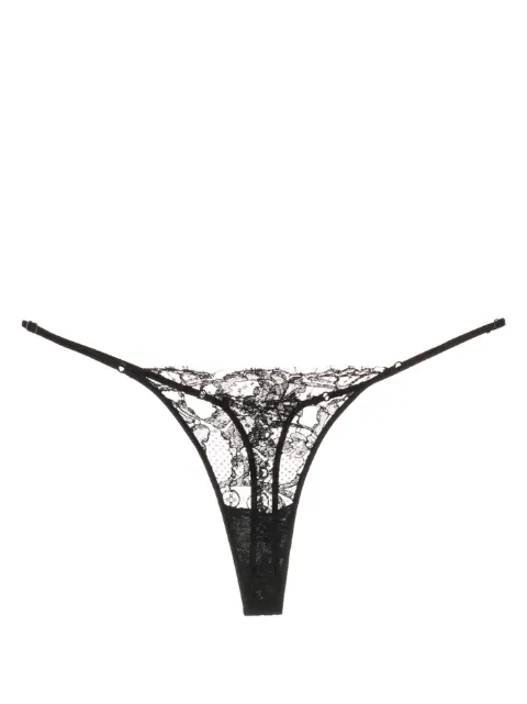 Kiki de Montparnasse sheer lace-detail cotton thong Black P231PN104
