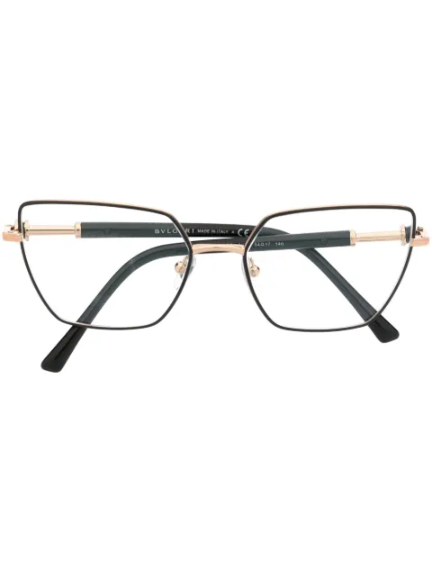 Bvlgari enamelled-frame detail glasses Gold 22362033