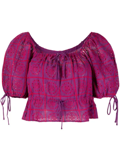 GANNI broderie anglaise crop top Pink F7773